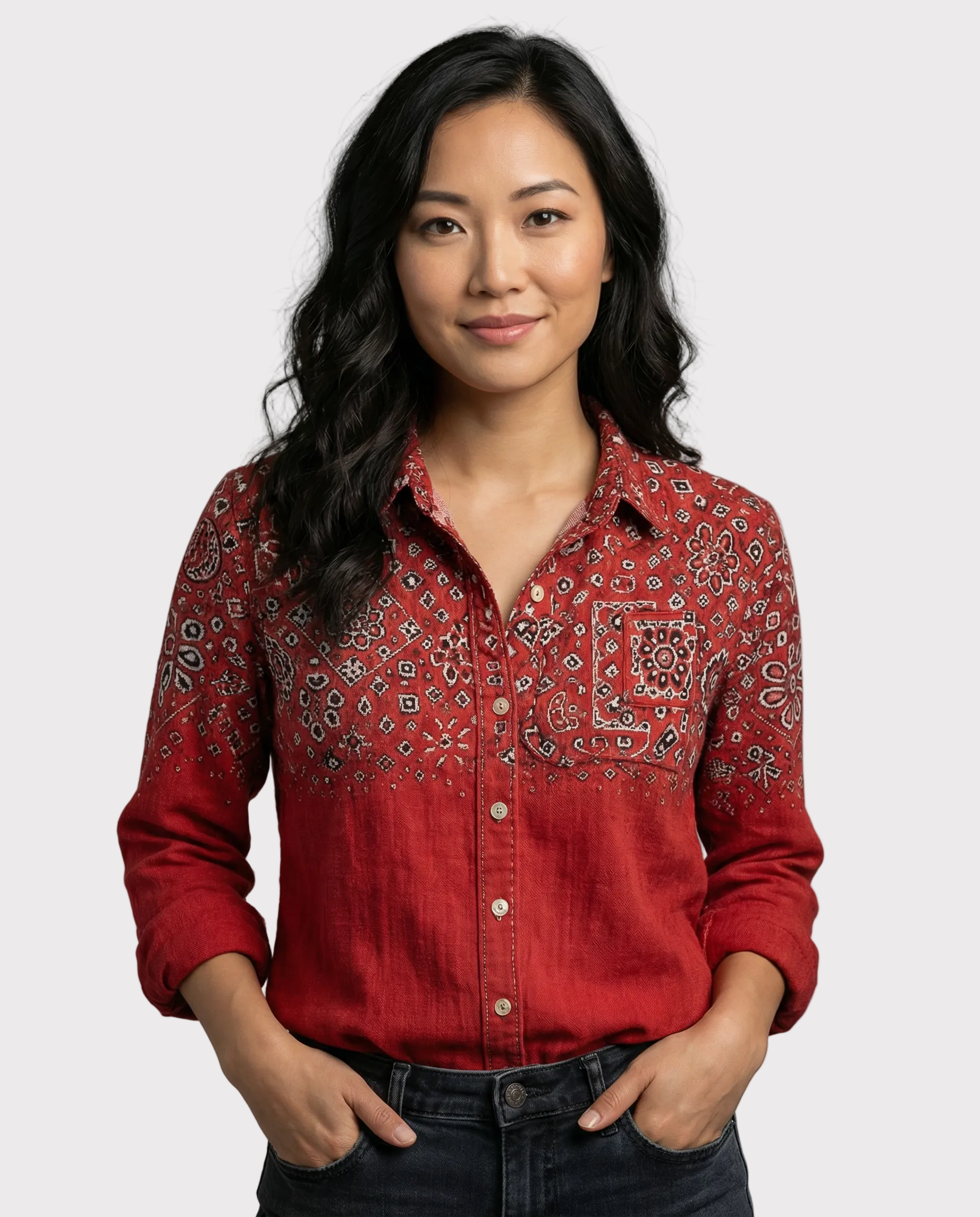 Avery | Women Button-Down Shirt_red_