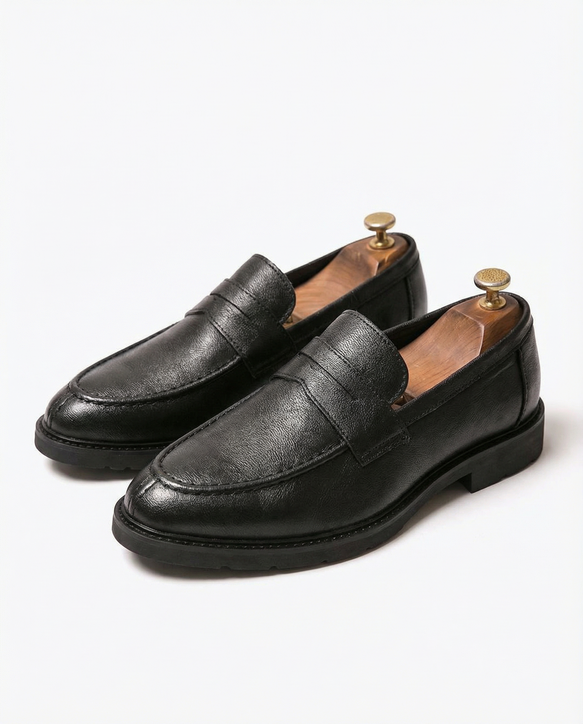 Colton | Men Stylish Leather Penny Loafers Black Studio