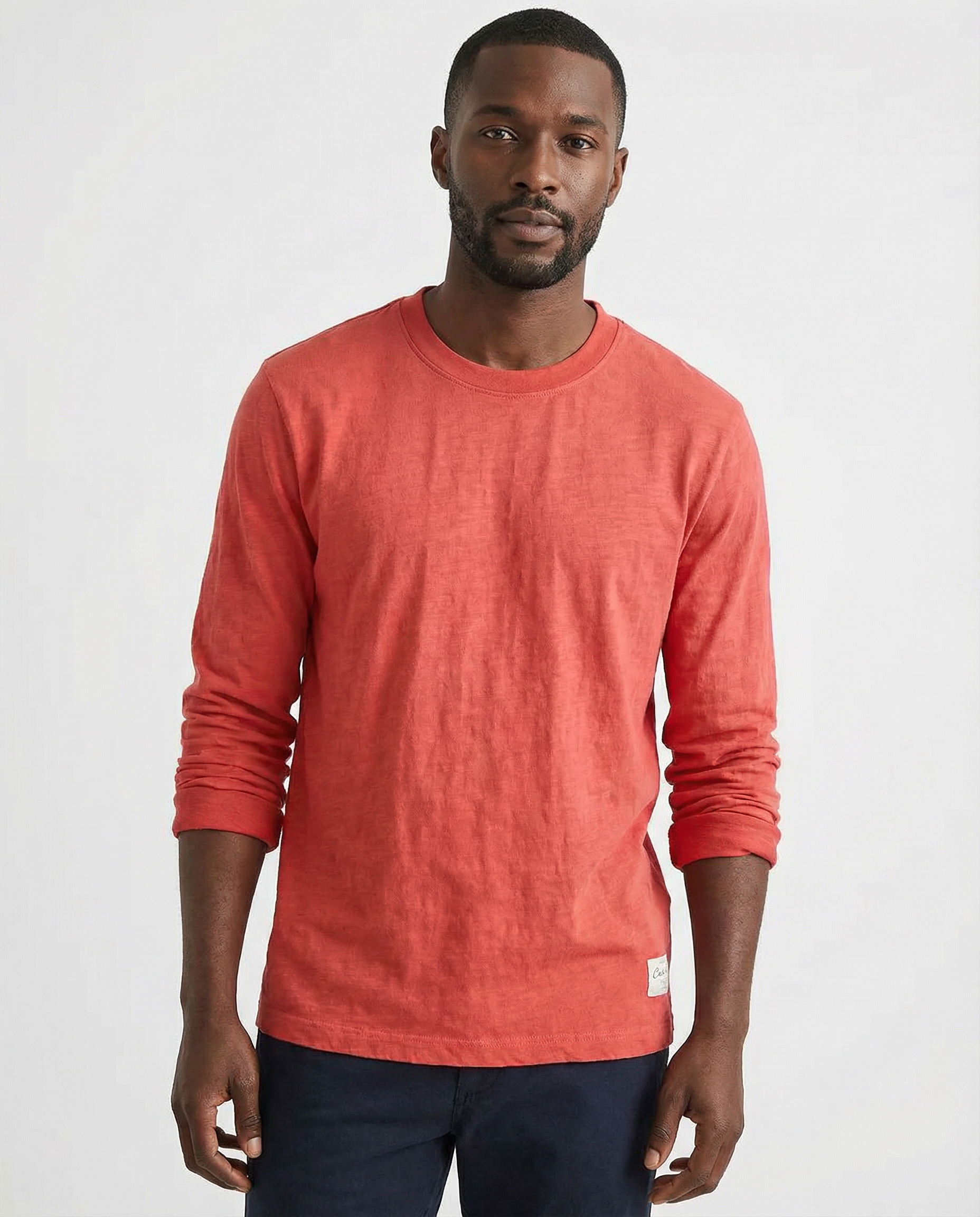 Dylan_MenRelaxedFitLongSleeveShirtRedModel