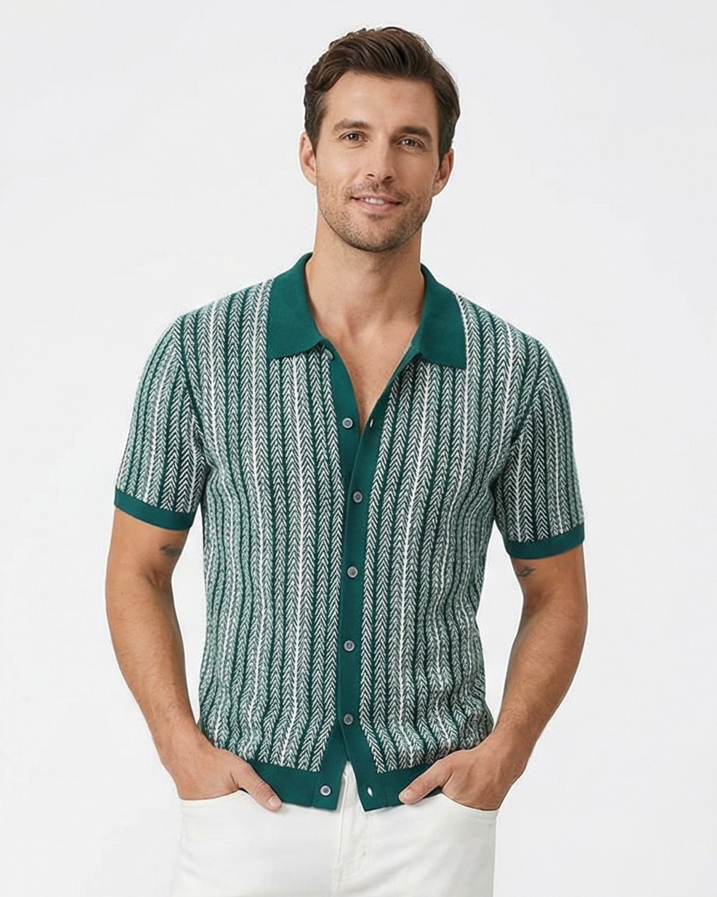 Evan_MenSlimFitSummerPoloShirtGreenSudio