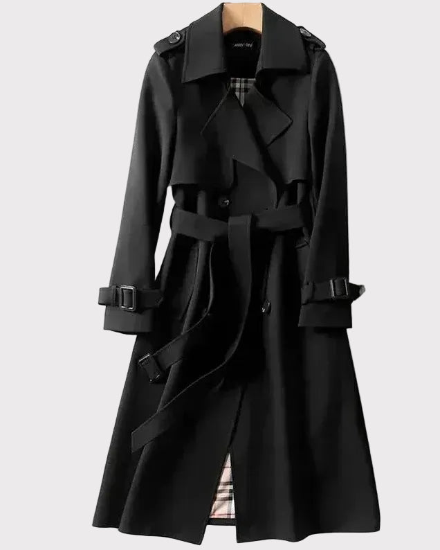 Mia | Women Autumn Trench Coat – Classic Black Style – 100% Polyester 0