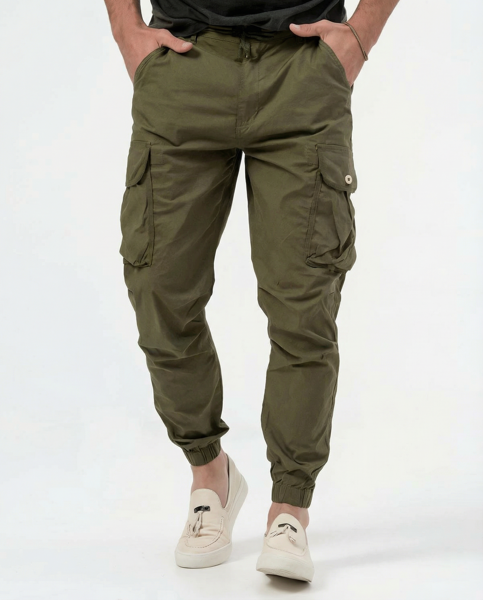 Roman | Men Summer Cargo Joggers Army Green Studio